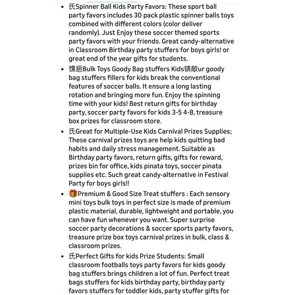 Fidget Spinner Balls Kids 30 Pack Plastic Sports Theme Multicolored New - Picture 3 of 6